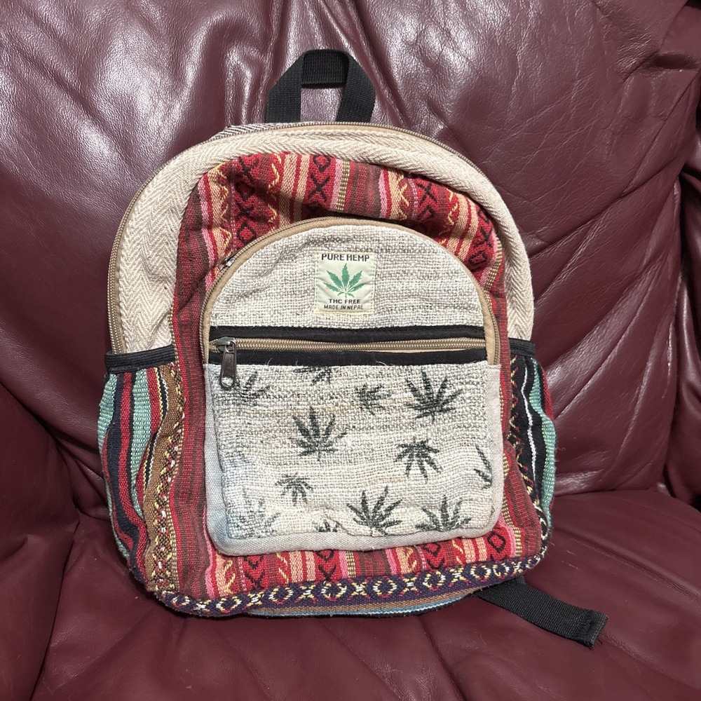 Mini Hemp Backpack Eco Friendly Boho Hippie Thc Free Made In Nepal Read